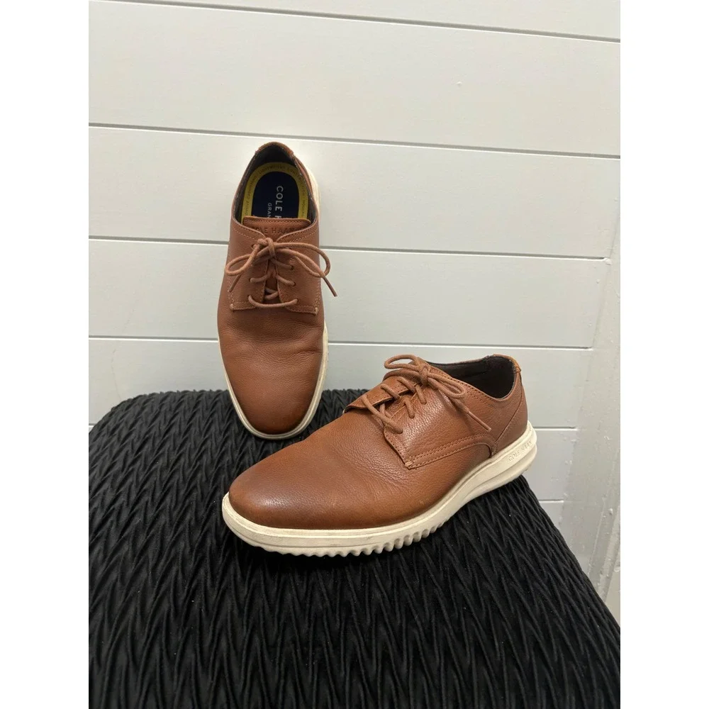 Cole Haan Grand C36935 Oxfords Men's 9 M British Tan Leather Dress Shoes